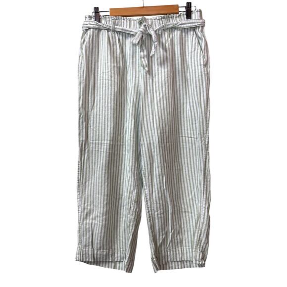 Loft Pants - LOFT Wide Leg Linen Pants Women's M Petite Stripes Coastal Summer Beach Casual